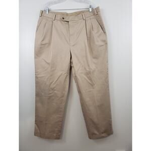 (F5) Jos. A. Bank Traveler's Mens Pants Size 40x29 Khaki Chino Pleated Cuff